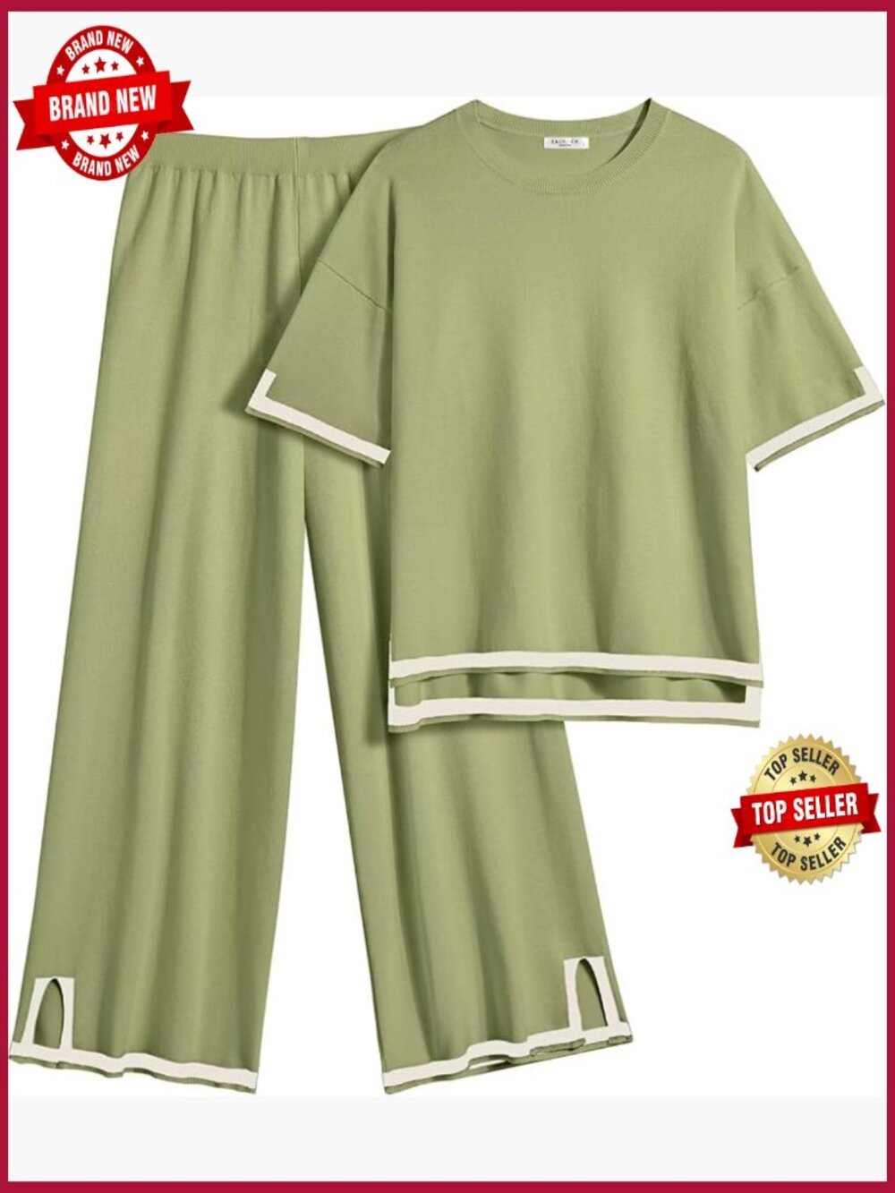 2 Piece Loungewear Set Short Sleeve Top Wide Leg Pants